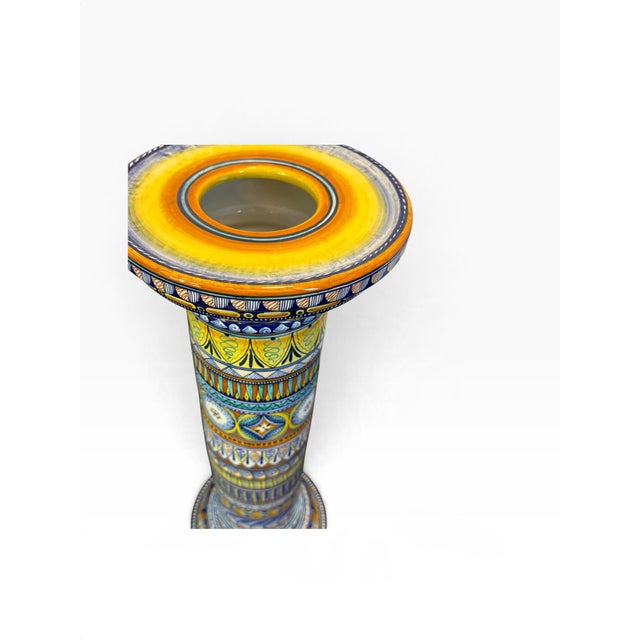 Vintage Franco Mari Deruta Hand-Painted Italian Maiolica Jardinière and Pedestal 42-In For Sale In Pittsburgh - Image 6 of 12