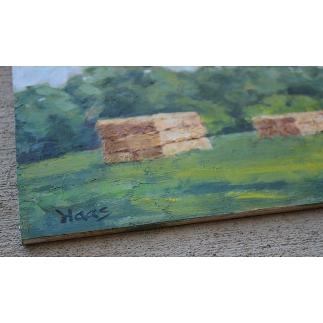 Quiet Places & Journeys — Hay Bales Landscape This is an original oil landscape by me, L Haas, painted on a 10″ W × 6.25″...