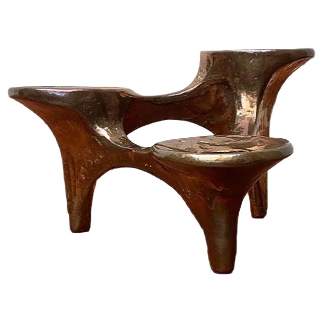 Vintage German Brutalist Metal Candleholder from Harjes For Sale