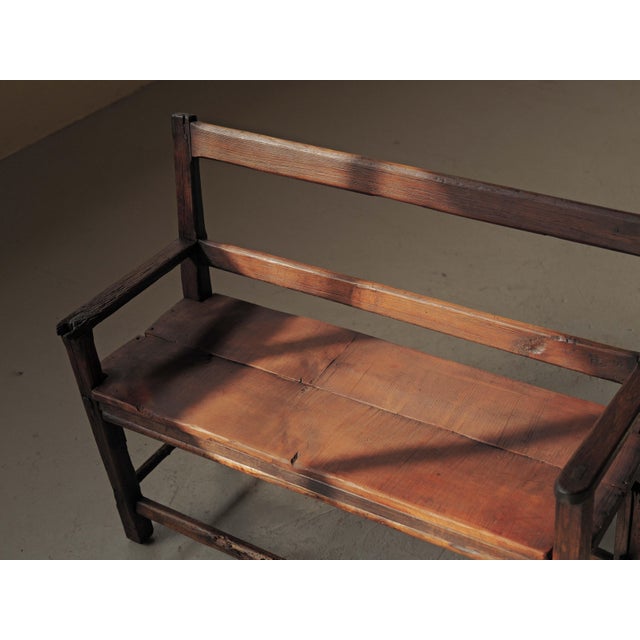 Antique Folk Art Fireplace Bench in Wood, 1800s For Sale - Image 14 of 16