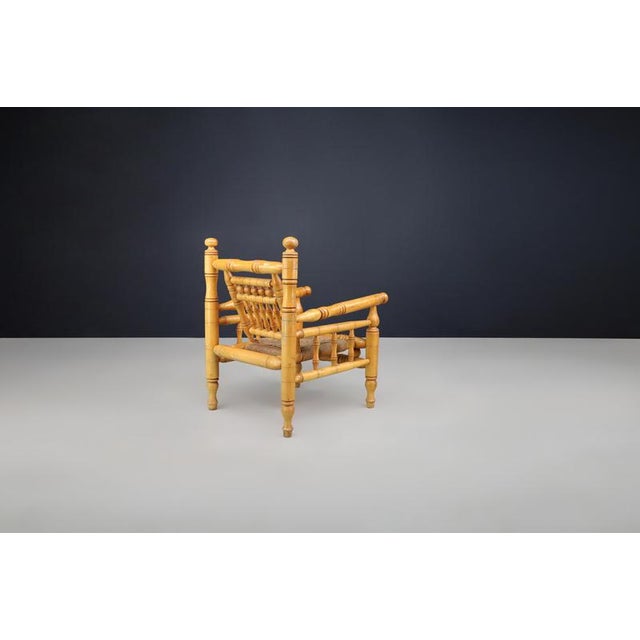 Wood Lounge Chairs in the style of Adrien Audoux and Frida Minet, France, 1950s, Set of 2 For Sale - Image 7 of 12