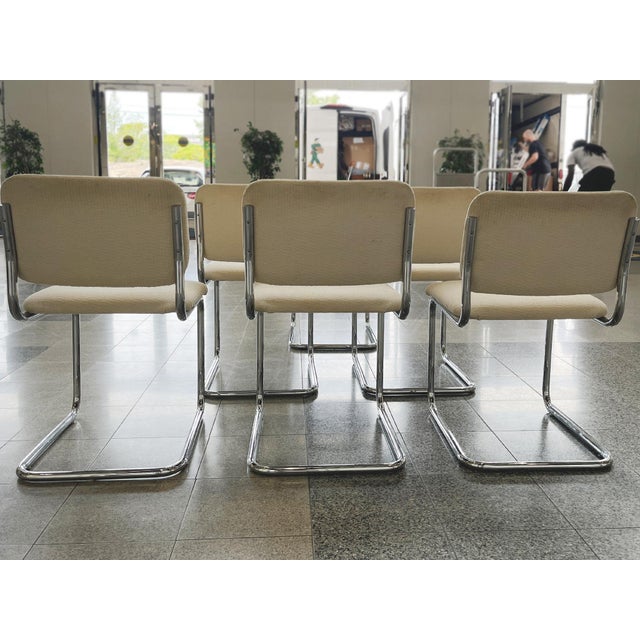 Marcel Breuer Style Tubular Chromed Steel Dining Chairs - A Set of 6 For Sale - Image 9 of 13