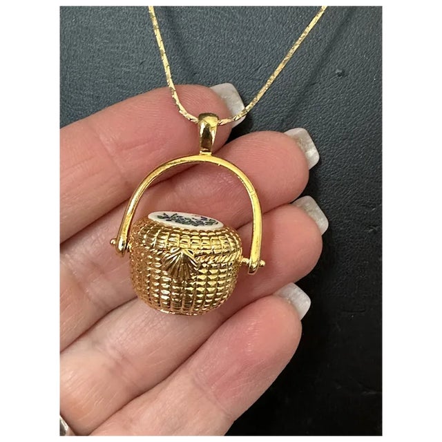 Gold Tone Nantucket Basket Pendant For Sale - Image 4 of 12