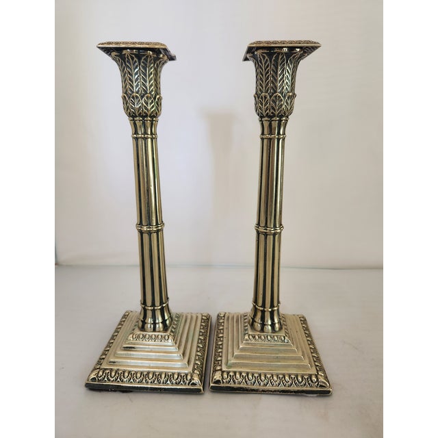 Late-Georgian Silverplated English Candlesticks Pair by Hawsworth, Eyre & Co. Sheffield For Sale - Image 12 of 13