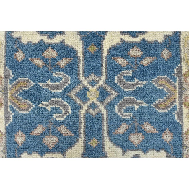 Oushak Runner 2’7” X 9’10” Blue Wool Tribal Hand-Knotted Oriental Rug For Sale - Image 9 of 13