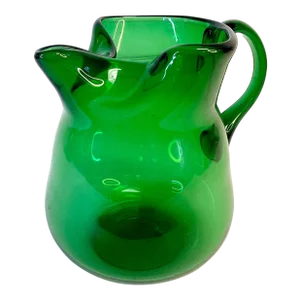 Vintage Art Deco Americana Hand Blown Green Pitcher.
