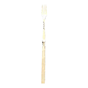 19th Century British Silver Pickle Fork or Hors d'Oeuvres Fork With Twig Carved Bone Handle