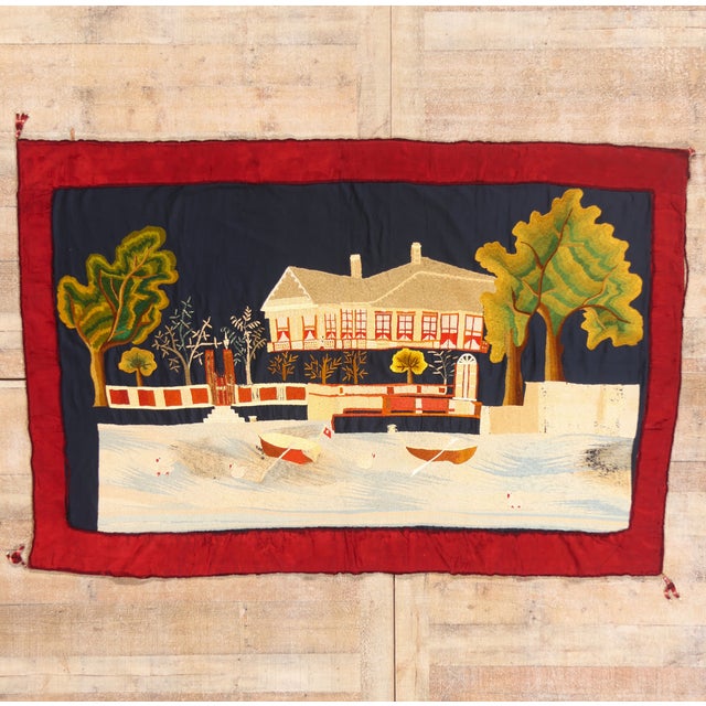 Antique Scandinavian Folk Art Tapestry, 04'04 X 06'06 For Sale - Image 10 of 10
