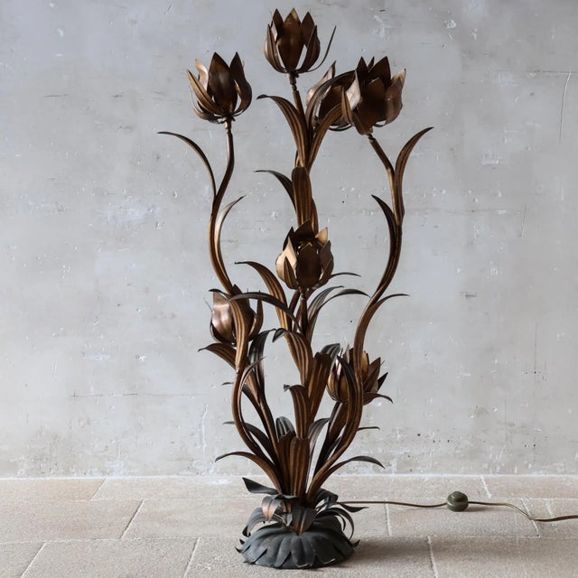 A unique vintage floor lamp from the 1970s, a sculptural design attributed to Hans Kögl and executed in the luxurious...