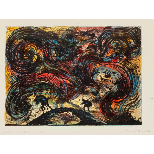 Escape from Troy is an original watercolor lithograph on ivory-colored paper, realized by Russian scenographer Eugène...