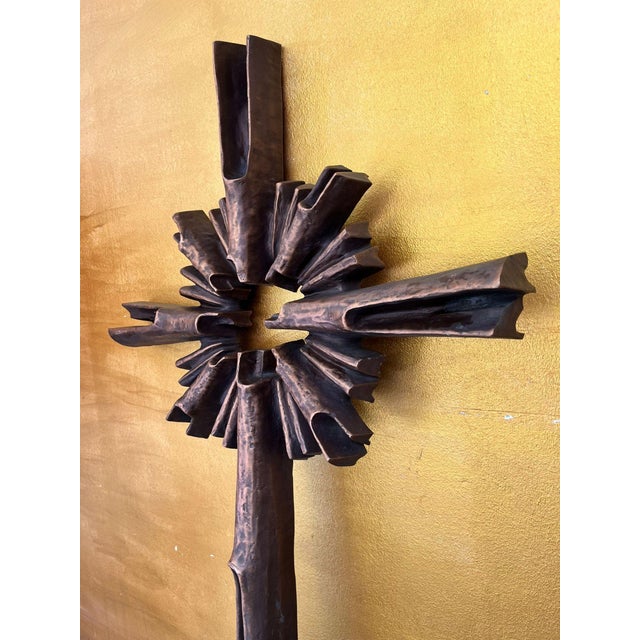 Monumental Brutalist Bronze Cross / Wall Sculpture attributed to Walter Haaf, Germany, 1960s For Sale - Image 4 of 18