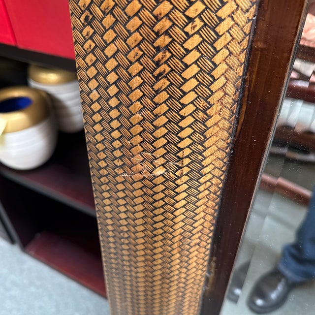 Late 20th Century Lacquered Rattan Floor Mirror, Antique For Sale - Image 5 of 12
