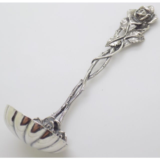 Metal Vintage Italian Silver Mini Ladle, Rose Handle, Cocktail Garnish Serving (800 Silver) For Sale - Image 7 of 13