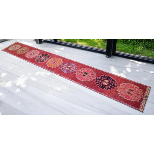 1960s 1970s Turkish Hand-Knotted Turkish Runner Rug Extra Long Narrow Runner Stair Runner- 2′2″ × 15′6″ For Sale - Image 5 of 15