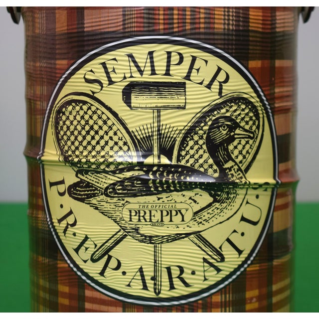 1980s "SEMPER PREPARATUS" The Official Preppy Madras Plaid Ice Bucket For Sale In New York - Image 6 of 7