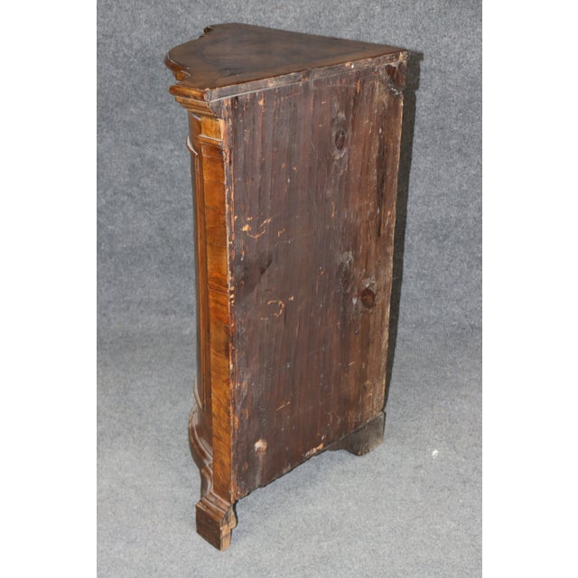 18th Century Fine Antique 1780s Italian Burled Walnut Primitive Corner Cabinet Rustic Lock For Sale - Image 5 of 12