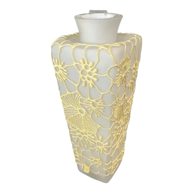 1990s Italian Glass White Vase With Silicon Design For Sale