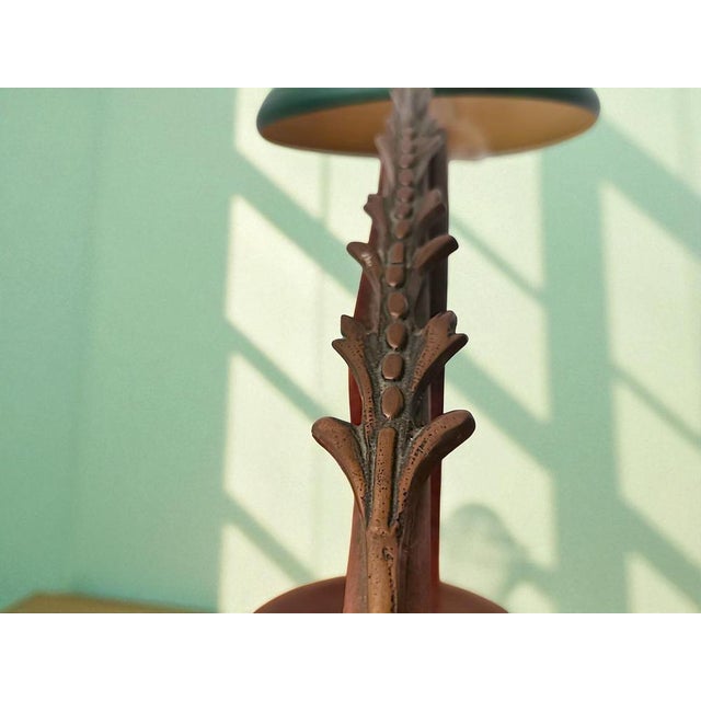 Mid-Century Modern Brown Wood & Green Metal Desk Table Lamp, 1950s For Sale - Image 6 of 11