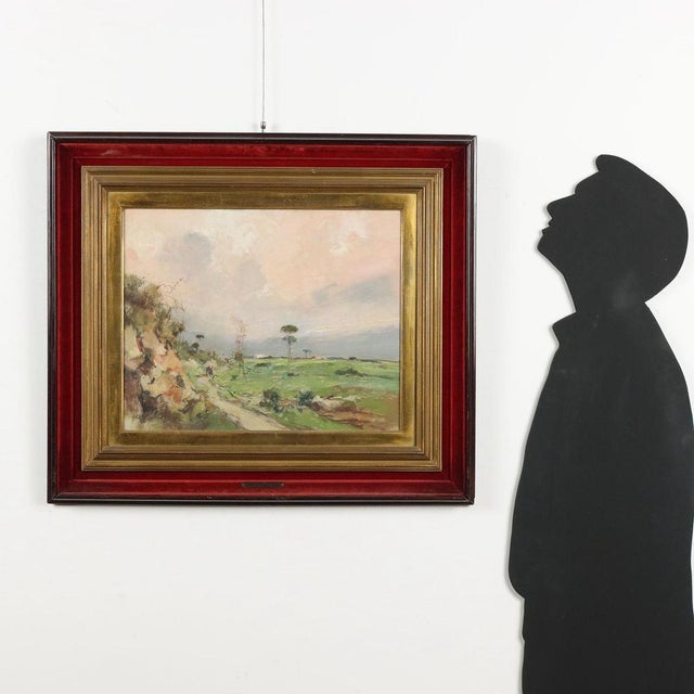 Mixed media on cardboard. Signed lower left. On the back, stamp of the artist's studio. The painter of Apulian origins...