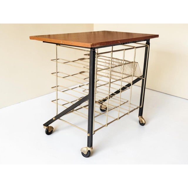 Wood Vinyl Record Storage Side Table, 1960s For Sale - Image 7 of 12