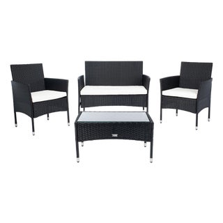 Abdul 4-Piece Living Set, Black/Beige Cushion For Sale