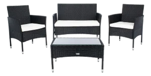 Abdul 4-Piece Living Set, Black/Beige Cushion