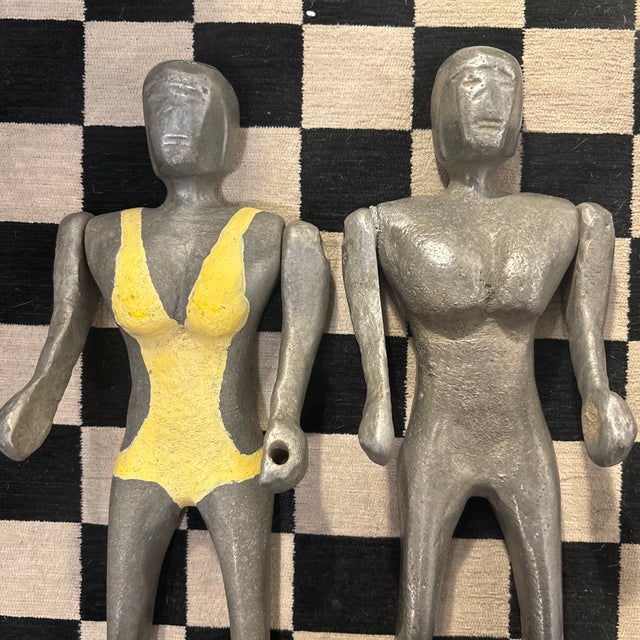 Brutalist 1960s Pair of Artful Brutalist Male Female Sculptures. For Sale - Image 3 of 8