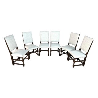 Louis XIII Style Dining Chairs, Reupholstered - Set of 6 For Sale