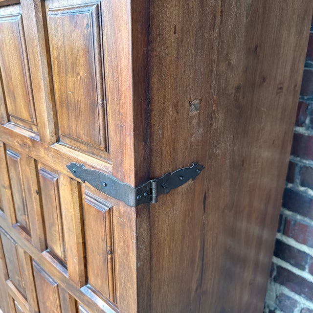 Metal Belgian Brutalist Oak Cabinet W/ Wrought Iron Hinges – Paneled Doors, 62.75”h For Sale - Image 7 of 11
