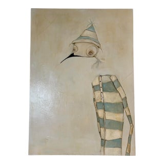 "Blue Bird" Original Michele Mikesell Oil & Enamel on Canvas 30" X 42" For Sale