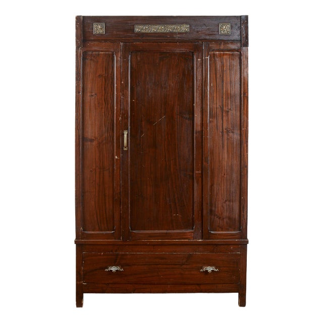 Early 20th Century Art Nouveau Wooden Wardrobe For Sale