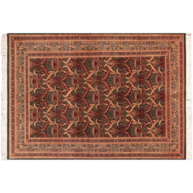 Green Elegant 1990's Pak-Persian Green/Gold Wool Rug - 5'5'' X 8'1'' For Sale - Image 8 of 9