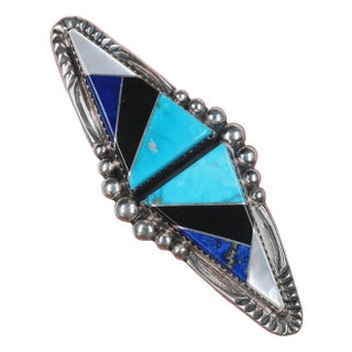 sz8.75 DS Native American sterling channel inlay ring For Sale