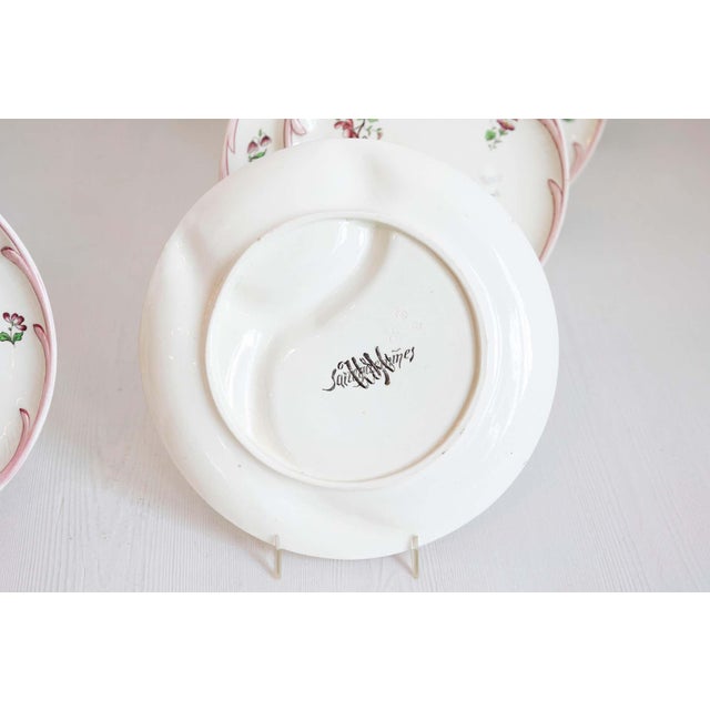 Ceramic French 19th Century Sarreguemines Majolica Asparagus Plates with Pink Flowers For Sale - Image 7 of 9