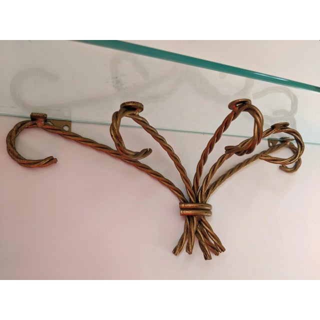 Mid 20th Century Vintage Italian Gold Twisted Tole Wall Shelf For Sale - Image 5 of 10