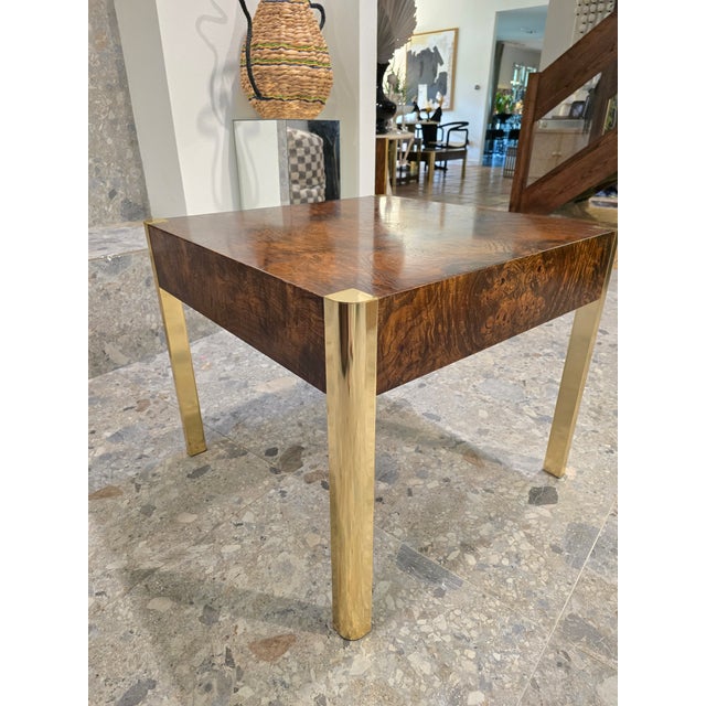 Mid 19th Century Beautiful Burl and Golden Brass Side Table by Century Furniture For Sale - Image 14 of 16