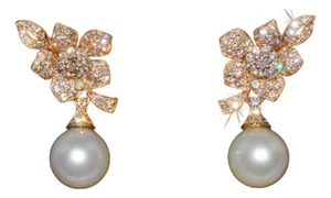 Certified Natural Solid 18k Gold 21.53cts Diamond South Sea Pearl 3-in-1 Convertible Earrings- 2 Pieces