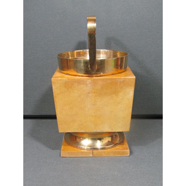 1950s Italian Mid-Century Brass and Parchment-Style Portrait Ice Bucket, Aldo Tura Style For Sale - Image 5 of 14