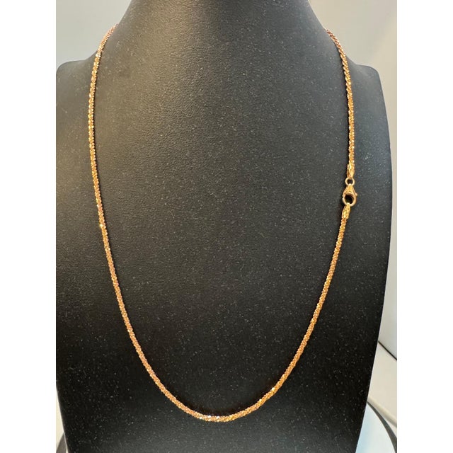 14k Gold Fancy Diamond Cut Italian Rose Gold Chain, 18" Long For Sale - Image 11 of 18