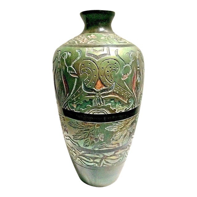 Antique Early 1900's Hand Made Art Nouveau Studio Art Pottery Large Vase For Sale