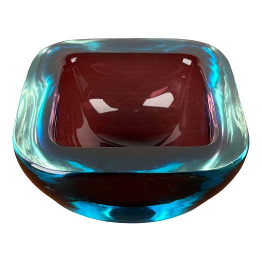 Vintage Italian Sommerso Murano Glass Bowl, 1970s For Sale
