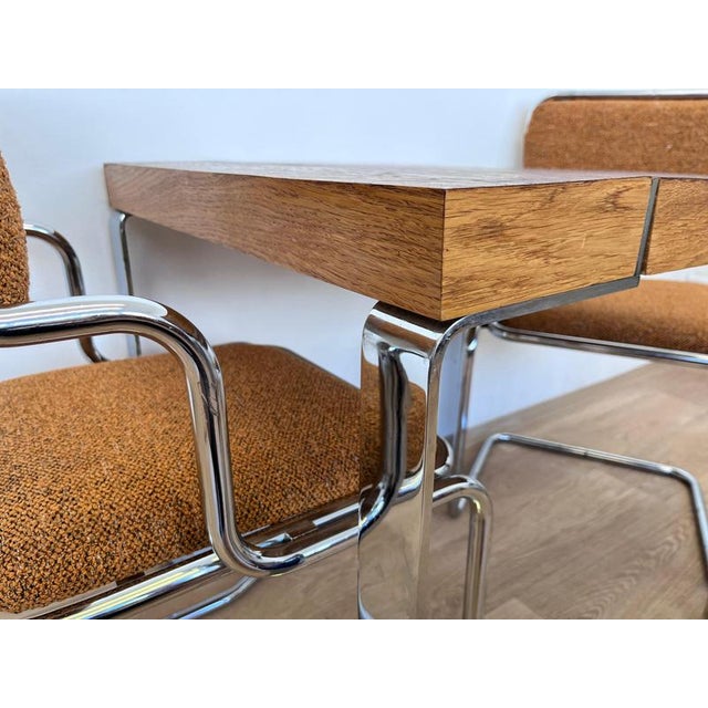 Vintage Wooden and Chrome Dining Table and Chairs by Ladislav Vrátník, 1970s, Set of 3 For Sale - Image 6 of 12