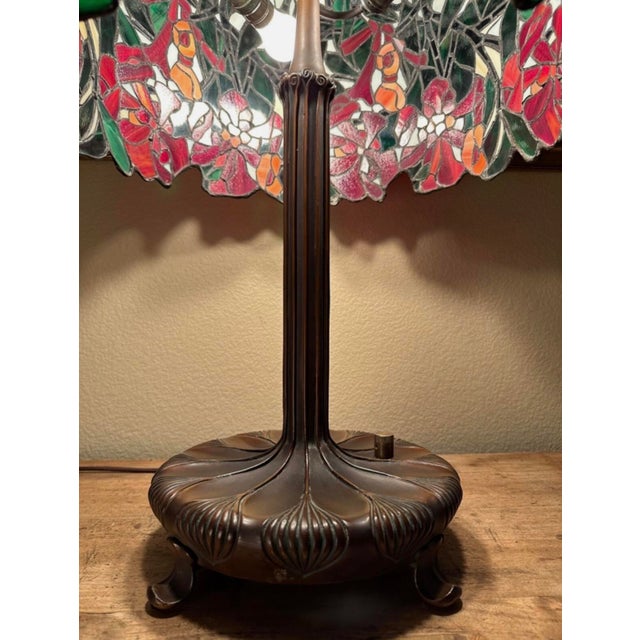 Unique Art Glass & Metal Company Tiffany Studios Style Morning Glory Leaded Glass Table Lamp, Circa 1915 For Sale - Image 4 of 18