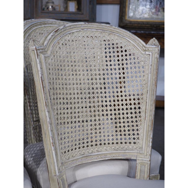 Set of 6 Painted and Caned French Louis XVI Style Dining Chairs, Early 1900s For Sale - Image 14 of 18