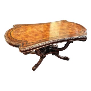 Extremely Rare 19th Century Victorian Period Burr Walnut Carved Centre Table by John Richard European Crossroads For Sale