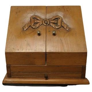 Victorian Hand Carved Pine Stationary Box For Sale