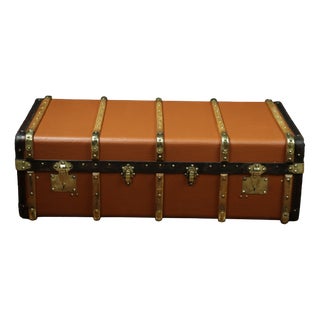 Salmon-Colored Cabin Trunk with Curved Shape, 1920s For Sale