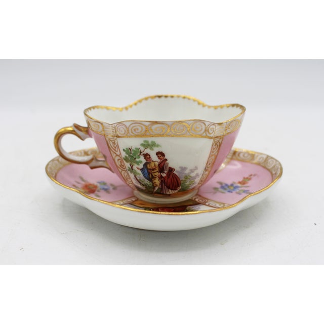 Art Nouveau Circa 1888-1916 Richard Klemm, Dresden Quatrefoil Demitasse Cup & Saucer For Sale - Image 3 of 10