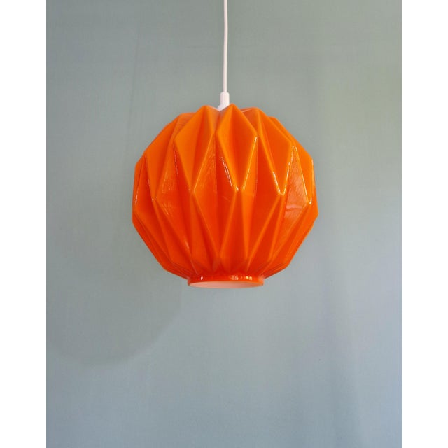 Vintage Orange Opaline Glass Pendant Light, 1970s For Sale - Image 6 of 14