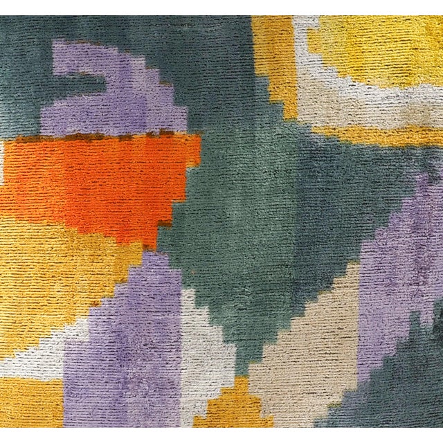 Contemporary Sailing Silk Velvet Ikat Throw Pillow Cover, 20 X 20 For Sale - Image 3 of 5